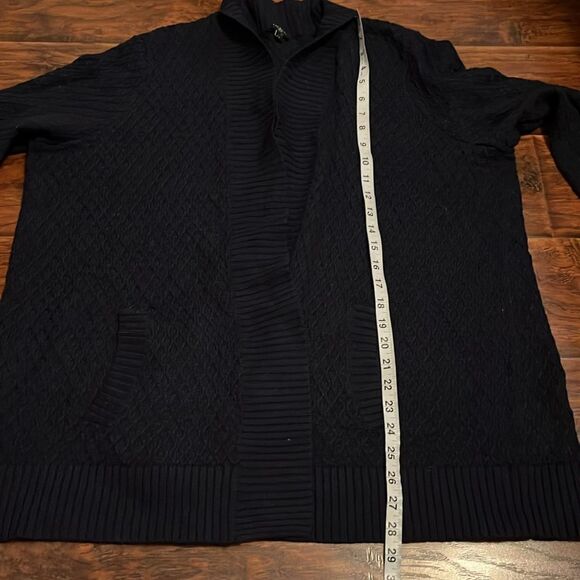 Talbots Blue Knit Open Style Pockets Cardigan Sweater Business Casual Office - Picture 7 of 10